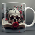 Mug Dark Romance – Tête de Mort & Roses Rouges • “Laissez-moi lire en paix” • Tasse personnalisable