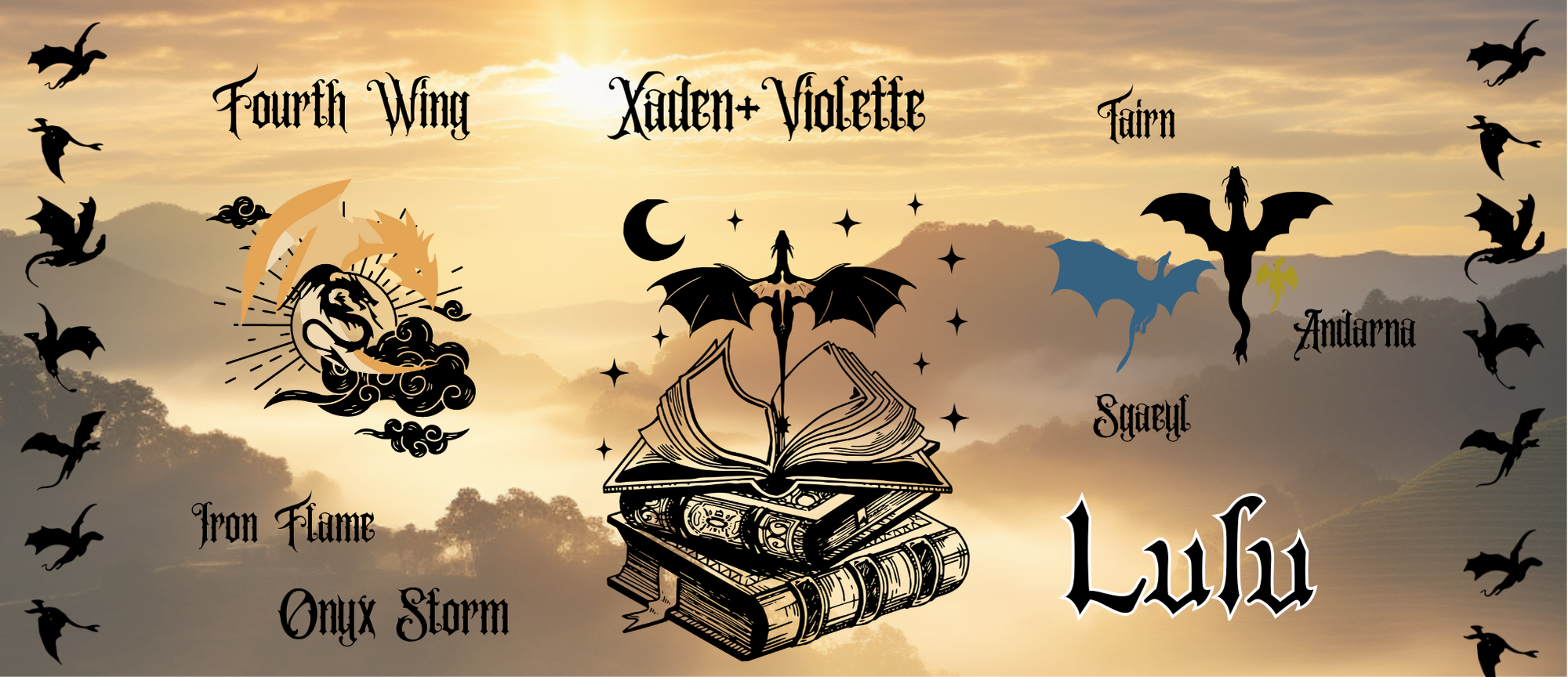 Collection de Mugs Fantasy – Inspirée de la saga Empyrean :Fourth Wing, Iron Flame & Onyx Storm