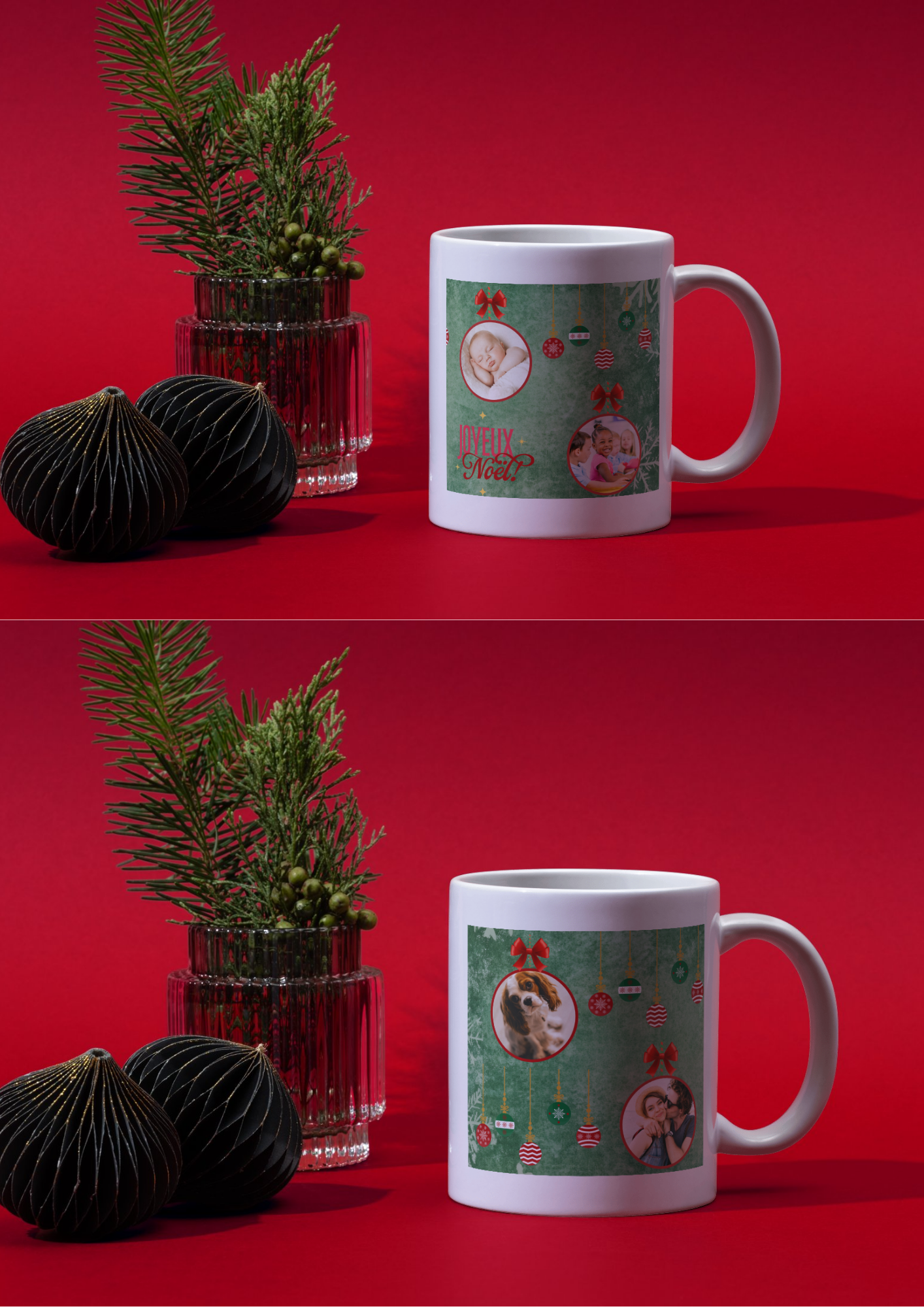 Ce mug personnalisé de Noël est le cadeau parfait pour toute la famille. Grâce à l’impression par sublimation.