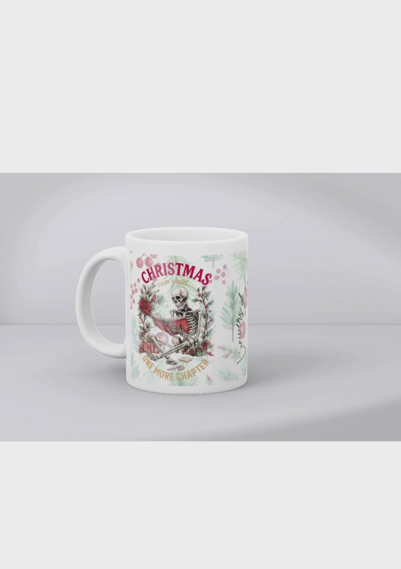 Mug de Noël , Squelette lecteur, “Encore un chapitre” – Cadeau original pour lecteur de dark romance– Mug livre